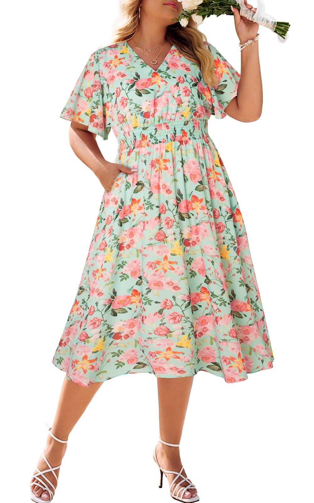 Hanna Nikole Women Plus Size Summer Dress - Easter