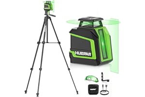 Huepar Rechargeable 360 Laser Level Self Leveling with 60Inch Tripod, Niveau Laser Tool, ±1/9 Inch Accuracy, 3 Brightness Lev