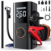 Lehwey Portable Jump Starter with Air Compressor - 12V Car Battery Jumper Starter Box 5500A (All Gas/12L Diesel) 9-in-1 with Air Blower, 150PSI Tire Inflator, 3-Mode Emergency Flashlight, LCD Display