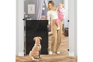 BETERTEK 42 Inch Extra Tall Retractable Dog Gate Babies and Dogs Can't Get Under The Gate 55" Wide Retractable Baby Gates Extra Tall Baby Gate for Doorway Extra Tall Pet Gate Extra Tall Dog Gate for The House