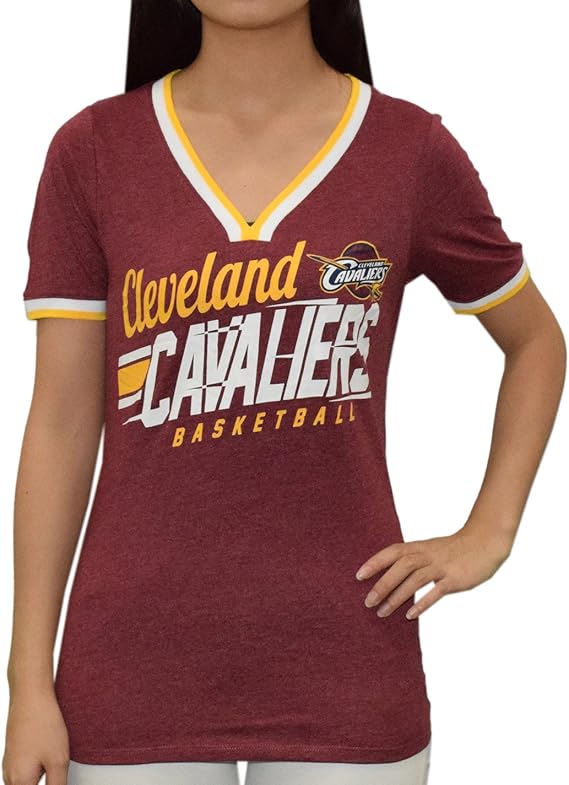 Buy Campus Lifestyle Womens Cleveland Cavaliers Athletic V-Neck Short Sleeve T Shirt S Dark Red 