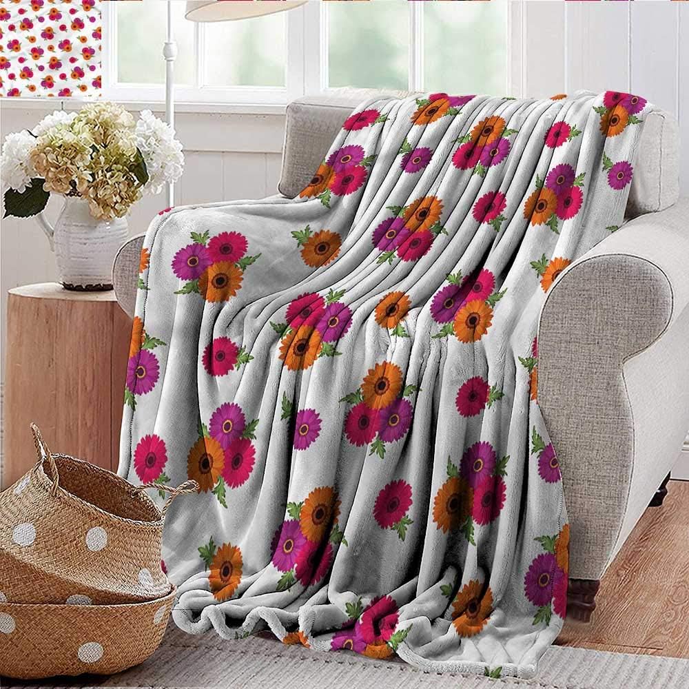 Weighted Blanket Adult Floral,Gerbera Flowers Pattern Super Soft Faux