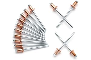 HARSKIYER 1/8" x 1/4" Red Copper Pop Rivets Assortment - 60Pcs, Aluminum Rivets Metal Blind Rivets Kayak Rivets Tool Marine rivet fasteners for Boat