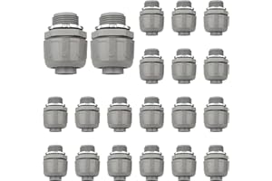 HDHAODA Conduit Connectors, 3/4 Inch Liquid Tight Connector NPT Non-Metallic for PVC Electrical Flexible Conduit Fittings, 180 Degree Straight, UL Listed for Home Outdoor Tubes Tools, Grey (20-Pack)
