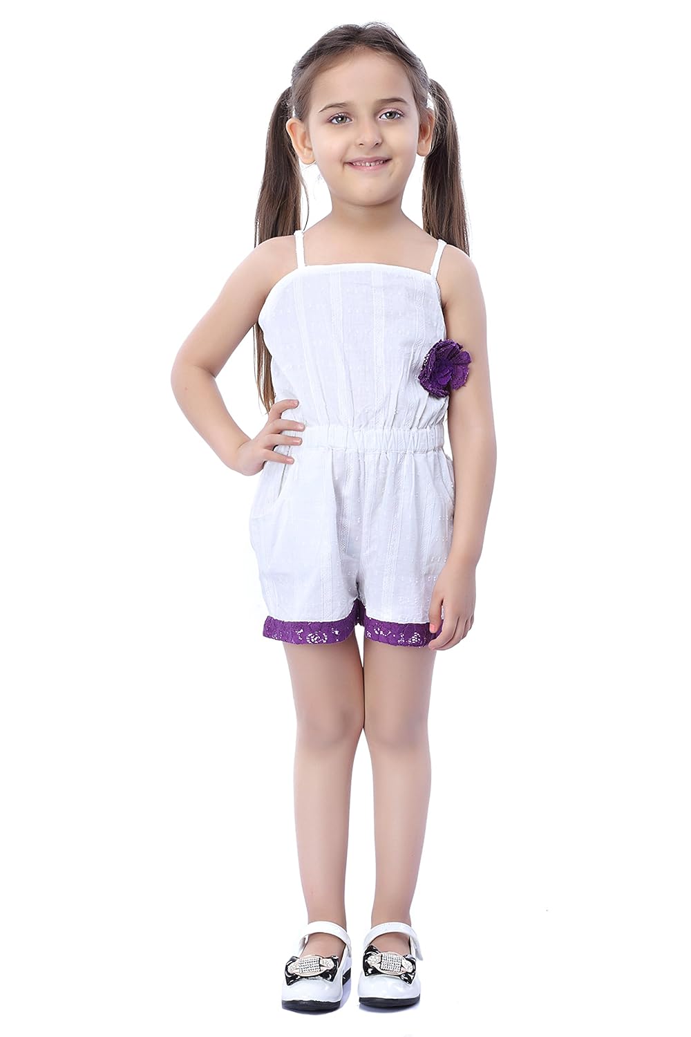 purple and white jumpsuit