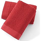 sense gnosis Red Hand Towel Set of 2 Premium 100% Cotton Herringbone Striped Weave Ultra Soft Highly Absorbent Hand Towel for Bathroom 13 X 29 Inch