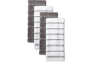 Kitchenaid Albany Kitchen Towel Set, Set of 4, Charcoal Grey