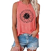 YEXIPO Womens Tank Tops Summer Sleeveless T Shirts Casual Loose Letter Printed Graphic Tees Blouses