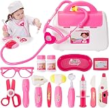 BUYGER Girls Doctor Nurse Vet Set Toys with Lights Stethoscope Carry Case