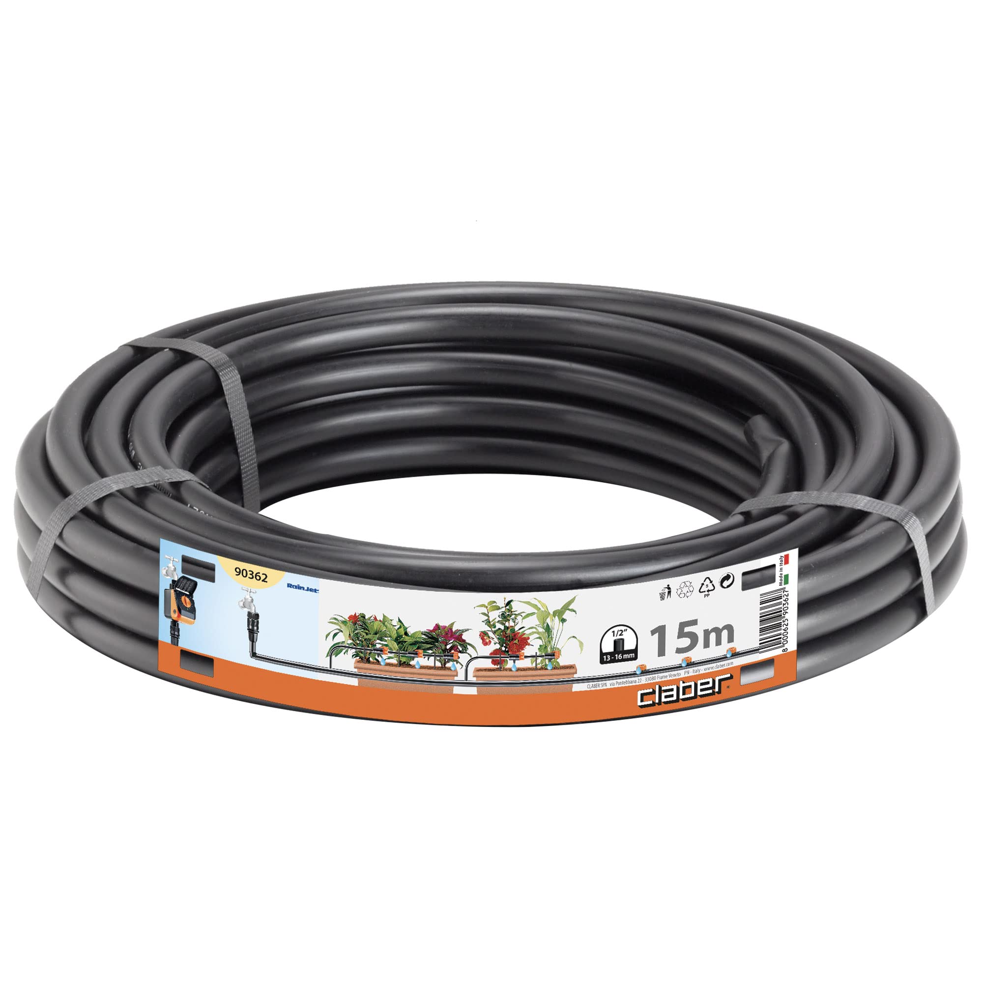 Claber 90362 Manifold Tube, 15 m, 1/2" (13-16 mm), Polyethylene