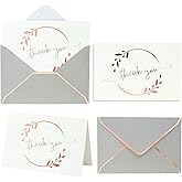 Winoo Design Heavy Duty Thank You Cards with Envelopes - 36 PK - Gold Thank You Notes 4x6 Inches Baby Shower Cards Wedding Small Business Graduation Funeral Bridal Shower (Rose Gold)