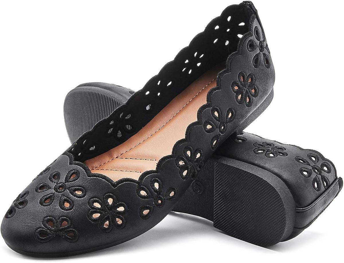 FRACORA Women�s Ballet Flats Black Flat Shoes