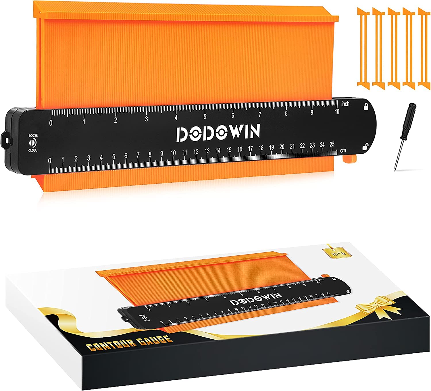 DODOWIN Contour Gauge Profile Tools 10", Laminate Flooring Tool, Angle Finder Template Tool for Woodworking, Personalised Valentines Gifts for Him Husband, Birthday Gifts for Men Dad Grandad