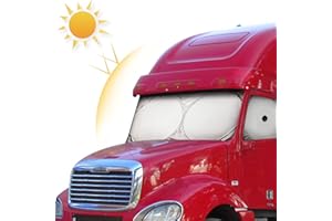 MEAKEIZE Semi-Truck Sun Shade for Windshield and Side Window | Sunshade Maximum Coverage Windshields for Truck - Block UV Sun Heat Rays - Best for Semi, Commercial & Big Rig Truck, RV（Side Windows Suction Cup）