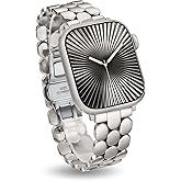 Moolia Stainless Steel Bracelet Compatible with Apple Watch Band 42/41/40/38/46/45/44/49mm Designer Elegant Metal Women Replacement Bracelet for iWatch Series 11 10 9 8 7 6 5 4 3 2 1 SE/Ultra(1/2/3)