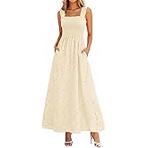 KIRUNDO Summer Lace Dress Vacation Outfits for Women 2026 Wedding Guest Dresses Maxi Beach Boho Sleeveless Cotton Sundress