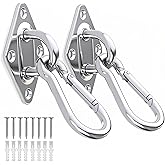 OHIYO 2PCS M10 Stainless Steel Pad Eye Hooks+2PCS M10 Snap Hooks, Heavy Duty Hammock for Hanging, 1300lbs Capacity for Swing Set, Plant Hanger, Outdoor Lights
