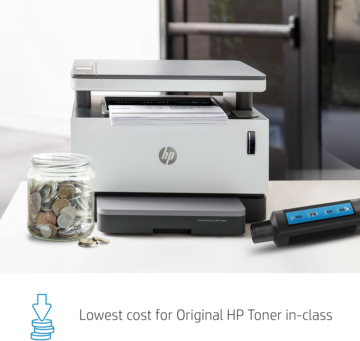 HP Neverstop All-in-One Laser Printer 1202w, Wireless Laser with Cartridge-Free Monochrome Toner Tank (5HG92A): Electronics