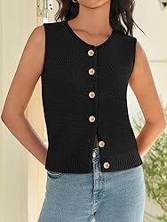 Black Sweater Vest Women Sleeveless Sweater Top