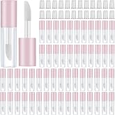 Patelai 100 Pcs Mini Lip Gloss Tubes, Pink, 1.2ml | Refillable Clear Bottles for DIY Lip Balm, With Applicator Wand, Travel Size for Gifts or Makeup Use, Leak-proof Caps