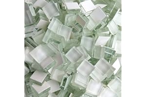 FAIRUO White Crystal Mosaic Tiles Squares Stained Glass for Crafts Supplies DIY Picture Frames Handmade Jewelry Coasters Art Material Decoration,1x1cm,100 Pieces