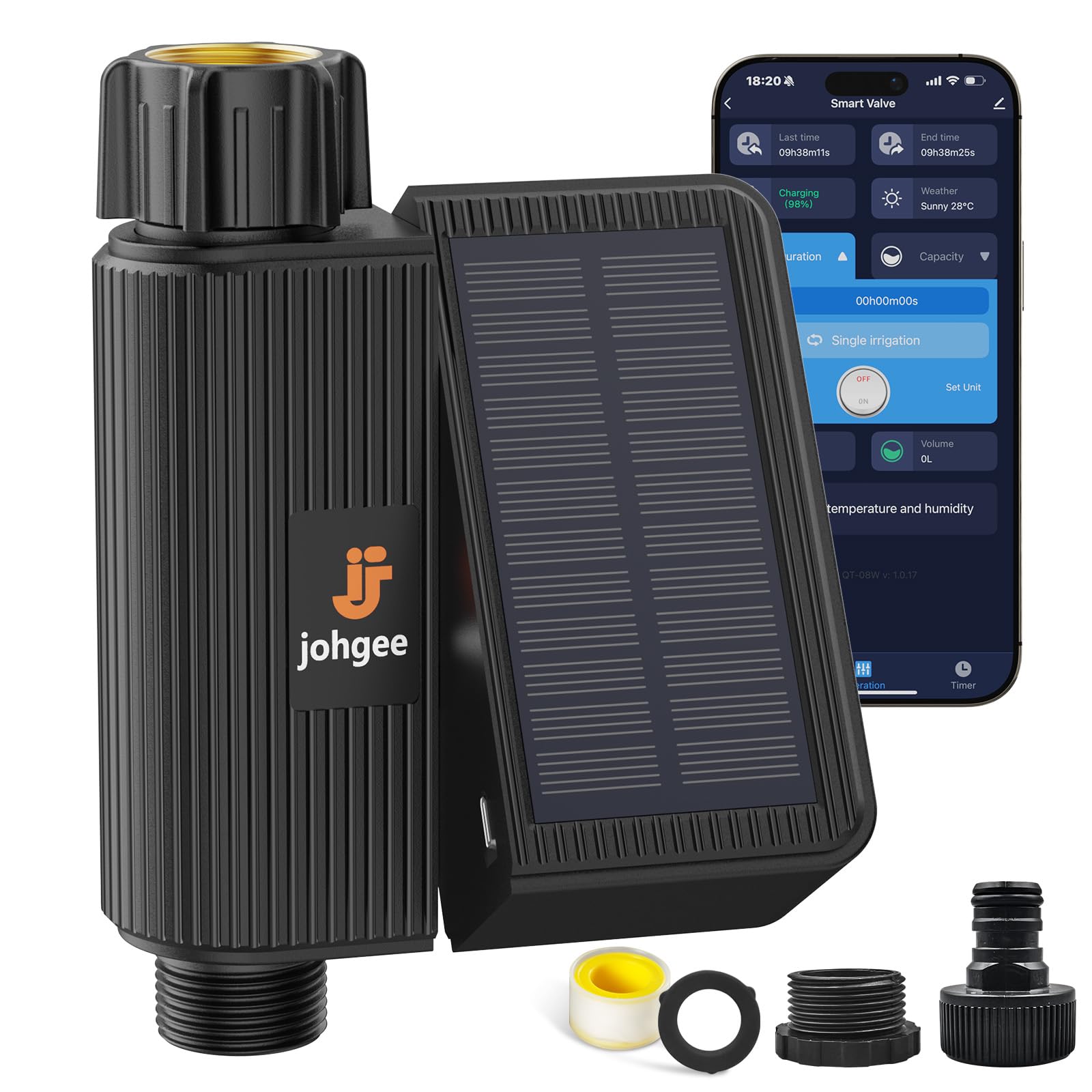 Photo 1 of Solar Smart WiFi Sprinkler Timer, WiFi Water Timer for Garden Hose with Rain Delay/Manual/Automatic, Alexa & Smart Life App, Solar Irrigation Sprinkler Controller for Lawns Yard