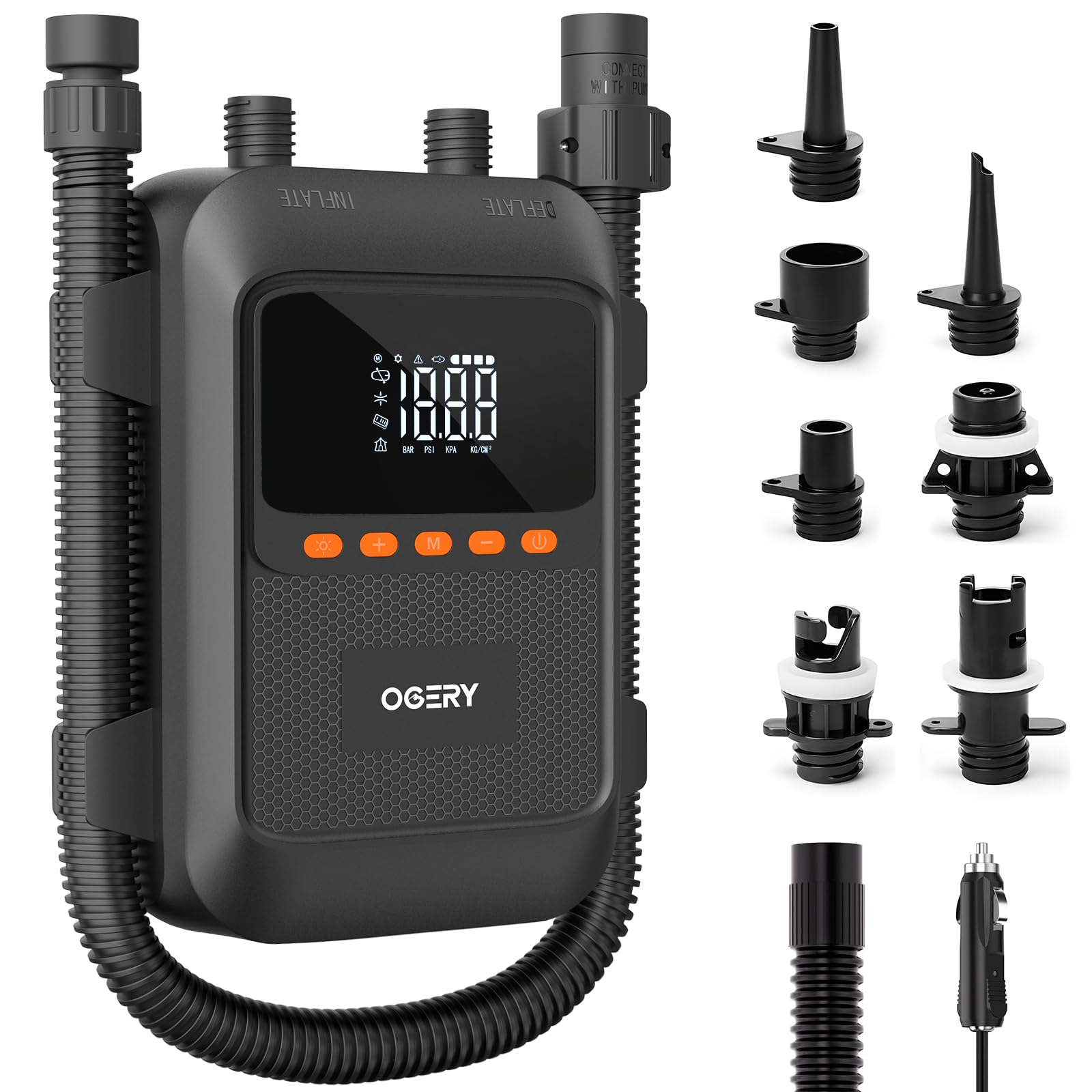 Photo 1 of OGERY Paddle Board Electric Pump with Safe & 30% Faster Dual Stage Inflation & Deflation, Up to 20PSI, Smart Auto-Off and Powerful Rechargeable Compact Air Pump for Sup Inflatable Beds Tent Boats