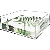 Acrylic Napkin Holder, Square Napkins Holder for Cocktail Table and Kitchen, Table Top Napkin Dispenser, Napkin Tray for for Bathroom, Kitchen and Dining, Parties, Weddings, Events (7x7'')