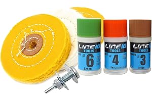 LINE10 Tools Metal Buffing Wheel Kit for Drill, with 3 Step Polishing Compound
