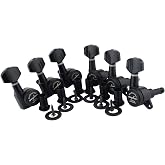 Guyker Guitar Locking Tuners (6 for Right) - 1:18 Lock String Tuning Key Pegs Machine Head with Hexagonal Handle Replacement for ST TL SG LP Style Electric, Folk or Acoustic Guitars - Black