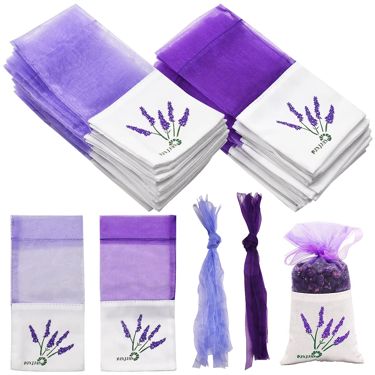Scented Sachets Lavender Bags,RoadLoo Pack of 40 Sachet Empty Bags Purple Lavender Buds Gift Bags Organza Bag Dried Lavendar Flower Sachet Bags for Home Fragrance Natural Deodorizer Moth Repellent