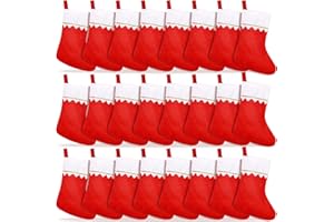 WITTOCS 24 Pack Christmas Stockings Bulk 15 Inches Red Felt Xmas Stockings Holiday Big Santa Stockings for Fireplace Hanging Christmas Decorations