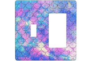 Yamxbfa Ocean Pastel Retro Mermaid Core 2 Gang Light Switch Covers Single Toggle Rocker Combo Wall Plate Electrical Faceplate Decorative Switchplate for Nursery Kidsroom Bedroom Decor