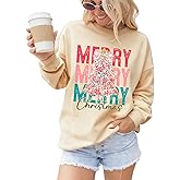 MULOIUDZ Women’s Christmas Sweatshirt Bow Merry Xmas Tree Crewneck Pullover Long Sleeve Sweater Oversized Tops Holiday Shirts