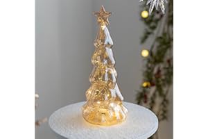 Light up Mercury Glass Christmas Trees for Tabletop Mercury Cracked Glass Globe with Light Christmas Decor, Sparkling Gradien