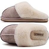 KuaiLu Womens Cozy Memory Foam Slippers Ladies Fuzzy Faux Fur Lined Warm Arch Support House Shoes Slip on Comfy Winter Scuff Indoor Outdoor Rubber Hard Sole
