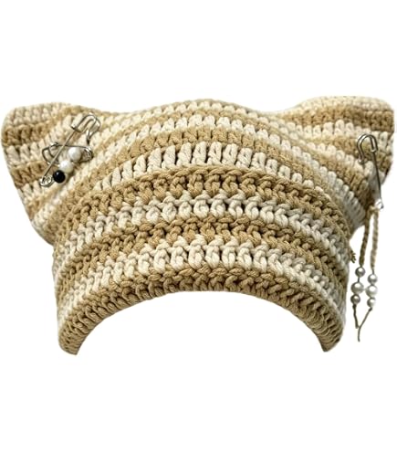 Amazon.com: Quelay 22 Pcs Y2k Grunge Knitted Cat Beanie with  display picture 1