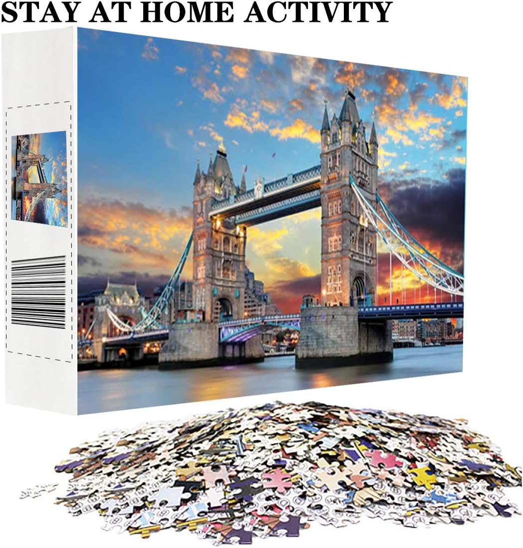 Happy Storm Jigsaw Puzzles 1000 Pieces for Adults Stay at Home Activity London Bridge Building Large Puzzle Family Game Artwork for Kids Teens