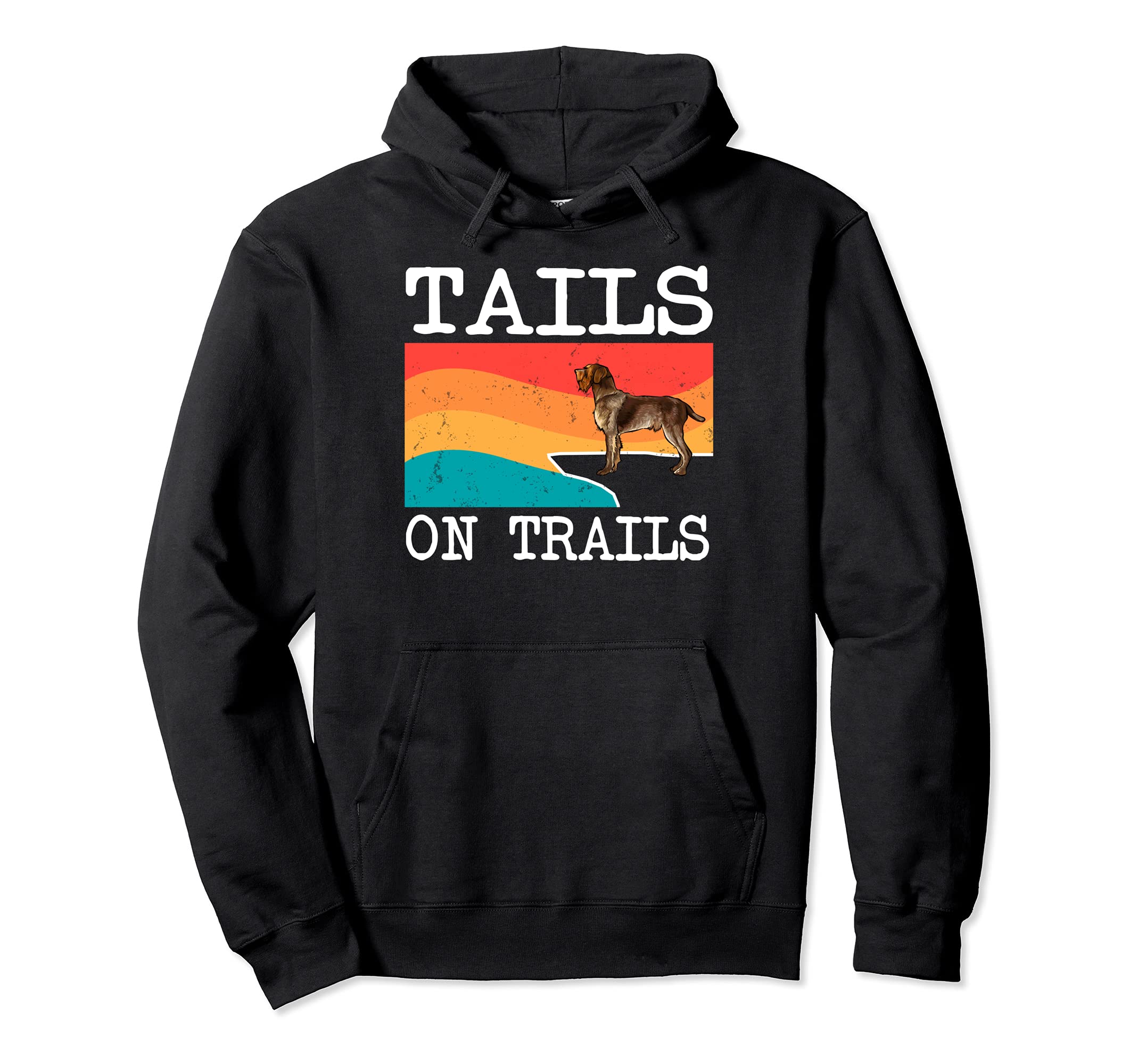 Tails On Trails Wirehaired Pointing Griffon Dog Funny Hiking Pullover Hoodie