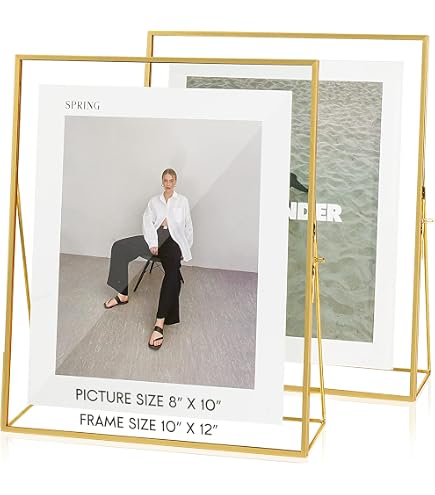 YiPinYin Gold 10x12" Floating Frame Set Of 2 - Metal Tabletop Frames For 5x7" To 8.5x11" Photos - View #4