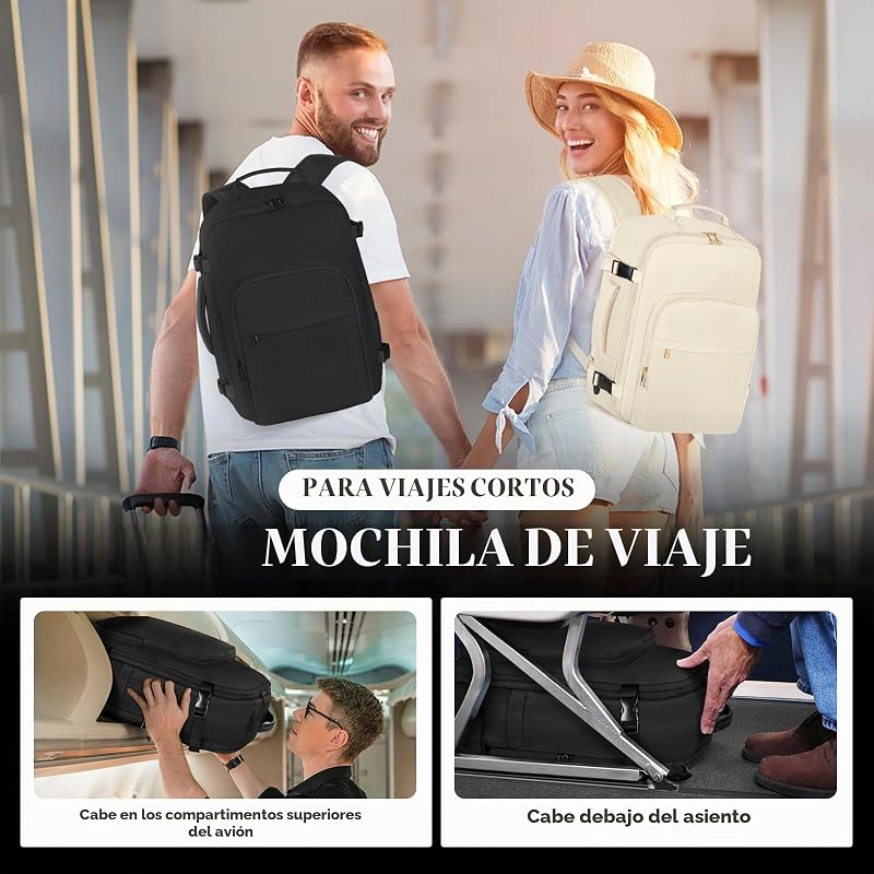 Equipaje de Mano Mochila de Viaje 45 × 36 × 20 para Easyjet, 40 L Maletas de Cabina Bolsa de Viaje Mochila Casual Asiento Inferior Equipaje de Mano Mochila para Portátil de 17 Pulgadas Escuela — foto 7 de 7