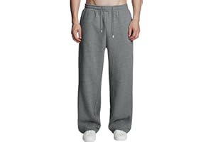 Susclude Mens Fleece Lined Baggy Sweatpants Wide Leg Heavyweight Comfy Lounge Slacks Loose Fit Track Pants Fall Winter