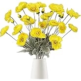 INSUNSIX Faux Poppy Flowers,8PCS Yellow Poppies Artificial Flowers Silk Single Flowers for Wedding Bouquet Party Table Home Decor(Yellow)