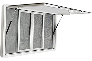 OIVEINYA Food Truck Service Window Concession Stand Serving Window for Food Trailer Trailer Windows Concession Windows Door with Drag Hook (48x30Inch(With screen, awning and drag hook))