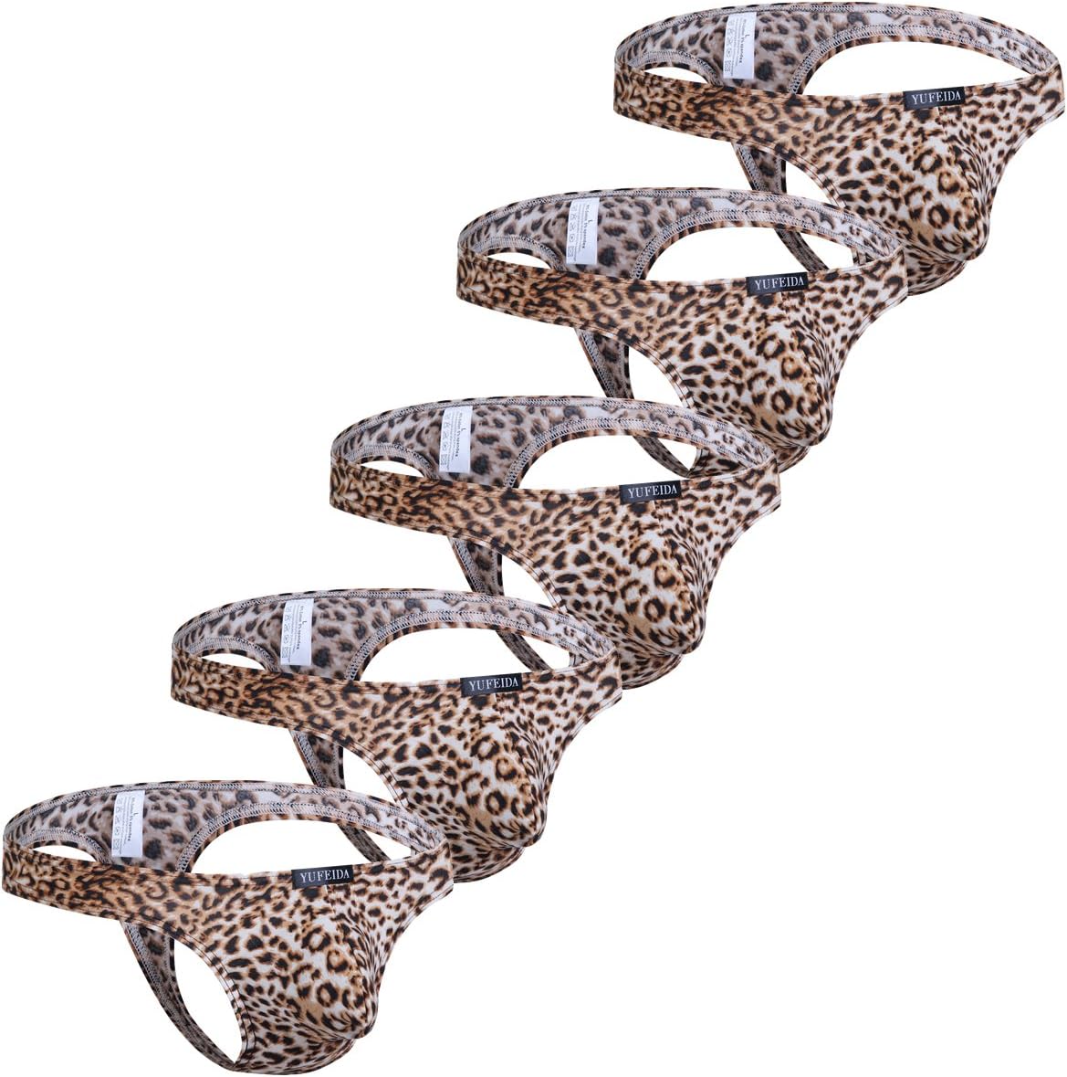 Sexy Men's G-String Thong Underwear Leopard Print Bulge Pouch T-Back Underpants