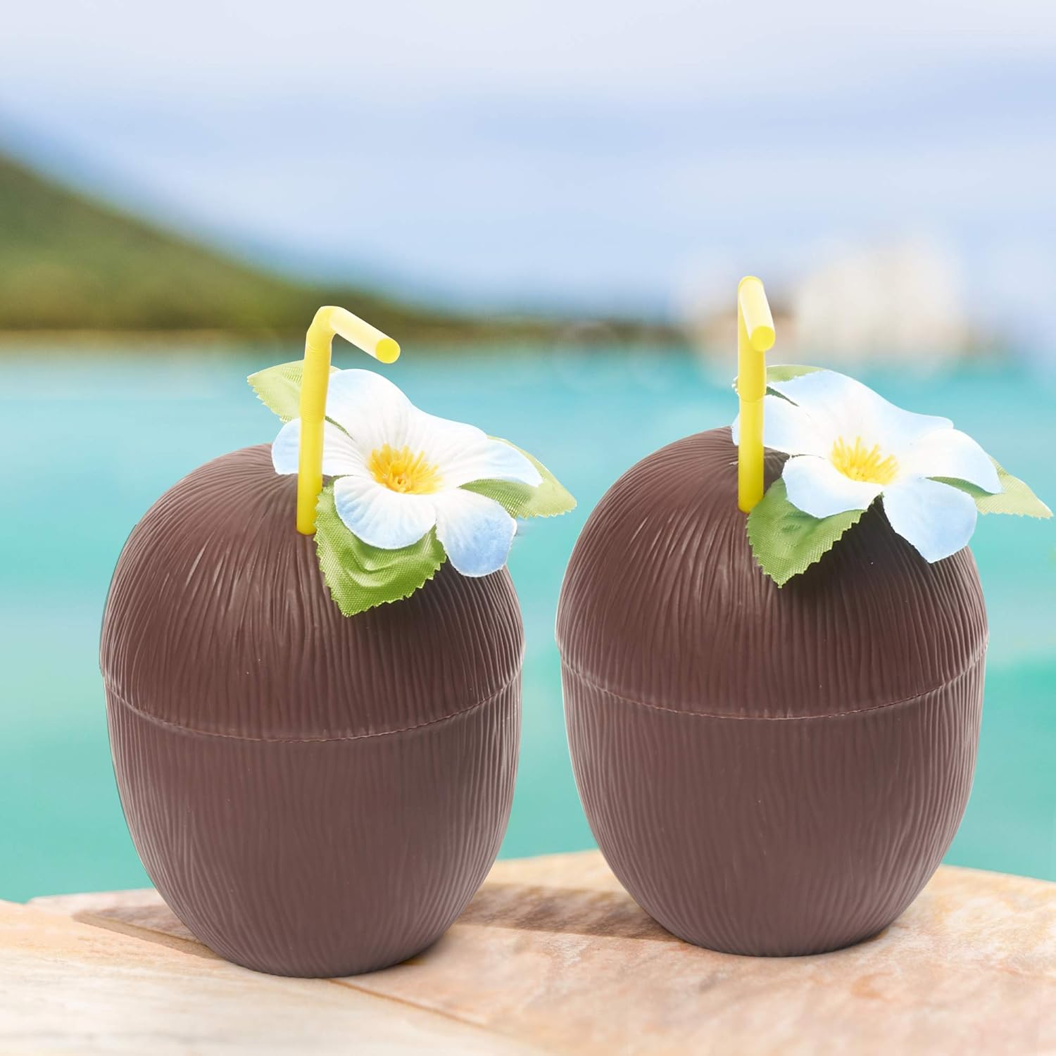 12 PCS Coconut Cups Hawaiian Luau Lei Hula Food Grade Party Cups Drink