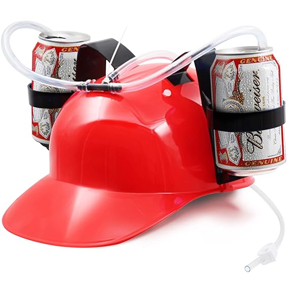 Novelty Place Guzzler Drinking Helmet Can Holder Drinker Hat Cap with