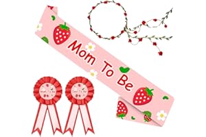 JZLINER Mom To Be Sash Baby Shower Strawberry Baby Shower Decorations Berry Sweet Mommy To Be Sash With Flower Headband Set