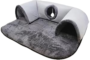 Cats Play Tunnel with Soft Interior Padding U Shape Designs Foldable Shelter House for Easy Storage Indoor Cats Use Noise Red