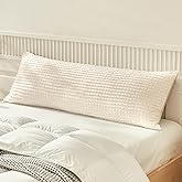 WARMDERN Beige Pillow Covers Body Pillow Cover Soft Microfiber Pillow Cases Set of 1 Boho Textured Pillowcase with Envelope Closure(Beige, Body-1 20x54 Inches)